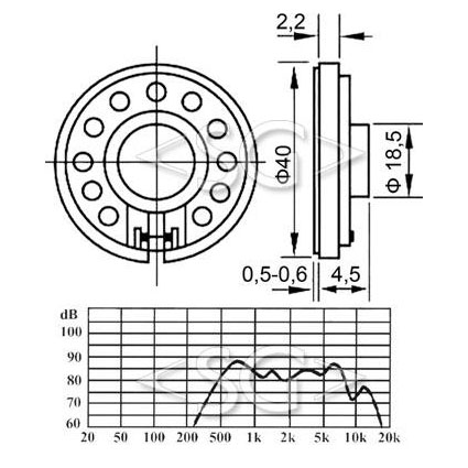 ���������������� ( �������) YD40-02M (40*h5*����.N35)   8 Om 1W, ������